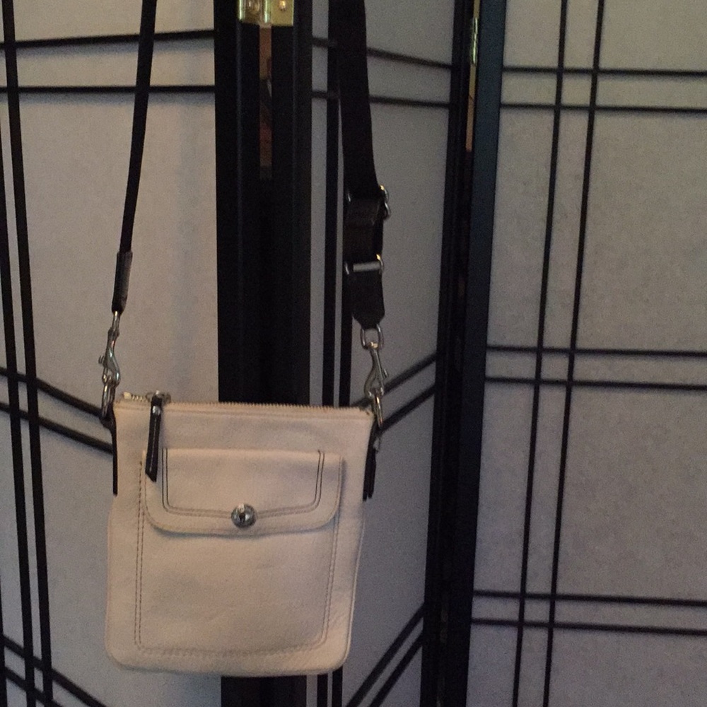 Coach Leather Ecru Crossbody Purse